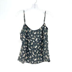 Caren Forbes Floral Black Tank Top Size Small